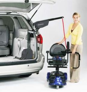 Car hoist lifting mobility scooter