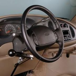 Car interior with hand controls