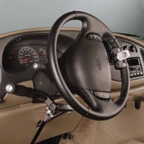 Vehicle interior with modified steering device