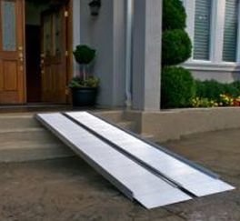 Portable wheelchair ramp at home entrance