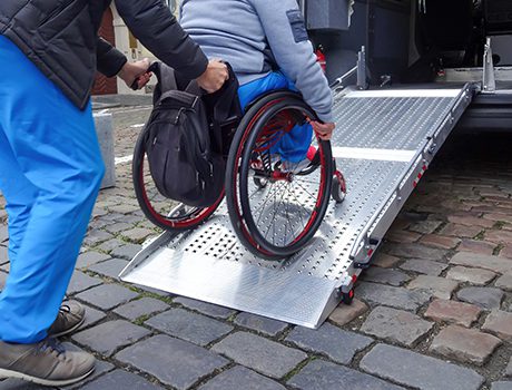Accessible van with wheelchair ramp