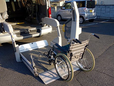 Wheelchair on vehicle lift platform