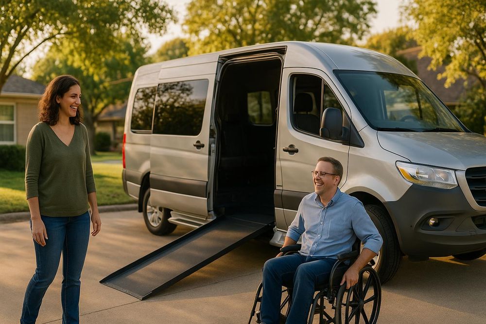 Man in wheelchair near accessible van