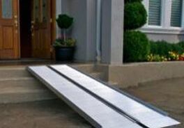 Portable wheelchair ramp at home entrance