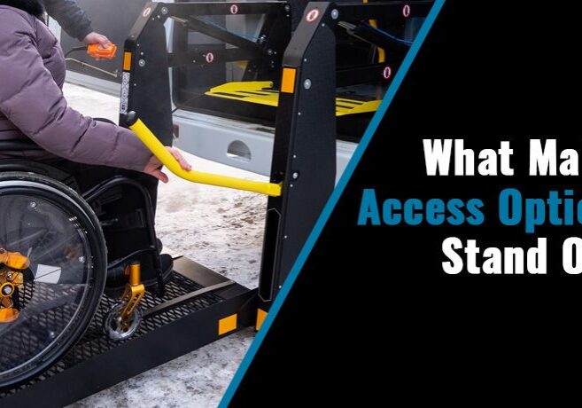 Wheelchair user on a platform lift