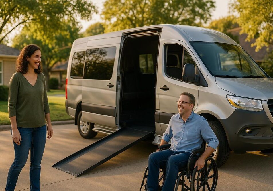 Man in wheelchair near accessible van
