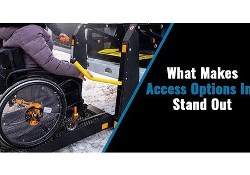 Wheelchair user on vehicle lift